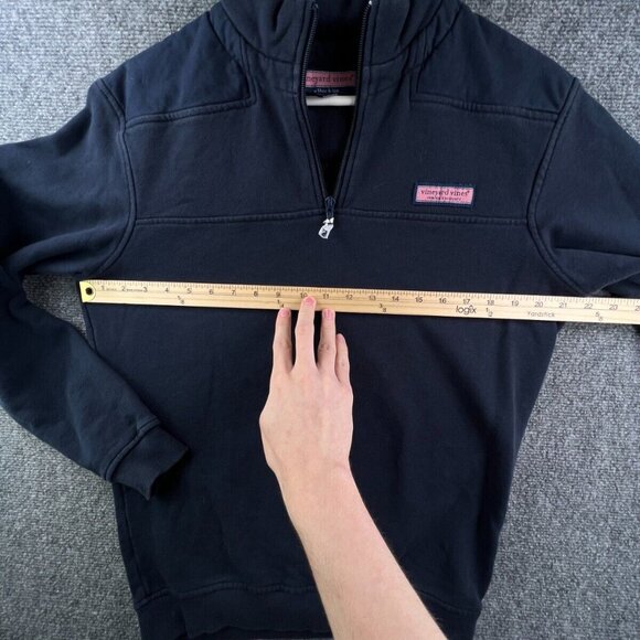 Vineyard Vines 1/4 Zip Jacket Sweatshirt XS Cotton Navy Blue Pink Fox Logo - Picture 4 of 11